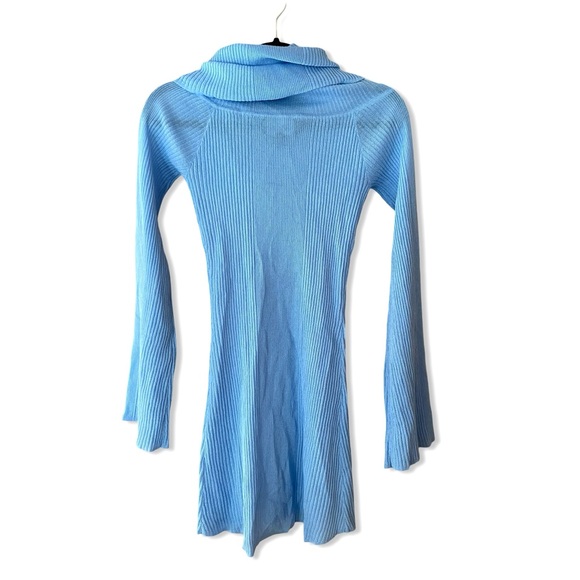 SER.O.YA Galli Mini Dress blue ribbed knit mini off shoulder Sweater Revolve XXS - Picture 6 of 10